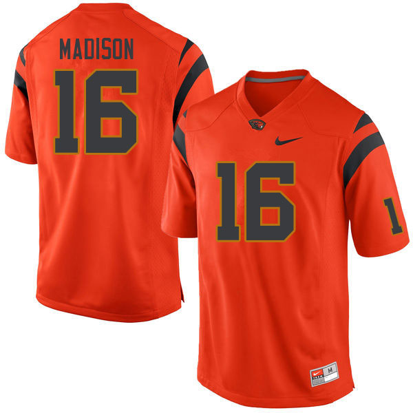 Men #16 Arnez Madison Oregon State Beavers College Football Jerseys Sale-Orange